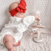 Little & Fern Christmas>Bowie Waffle Oversized Topknot- Rudolph