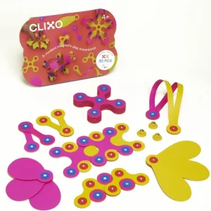 CLIXO Open Ended Play | Eco>- 30 piece Crew Pack - Pink / Yellow - 4+