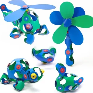 CLIXO Open Ended Play | Eco>- 30 piece Crew Pack - Blue / Green - 4+