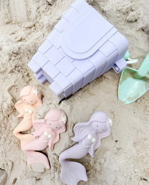 Coast Kids Beach>Clovelly Lilac Silicone Sand Castle Bucket with Mint Handle