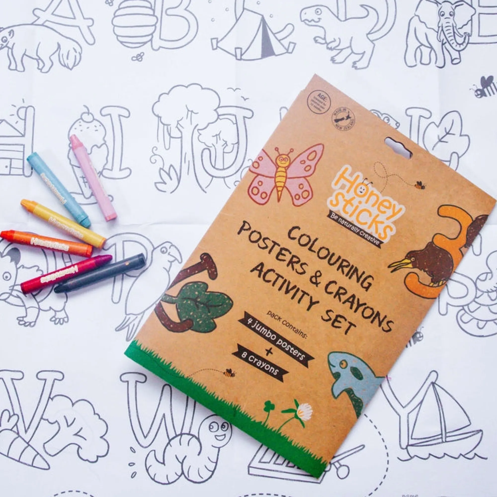 colouring_posters__crayon_1.webp Honeysticks Art & Craft | Eco>Colouring Posters & Crayons Activity Set - 2+