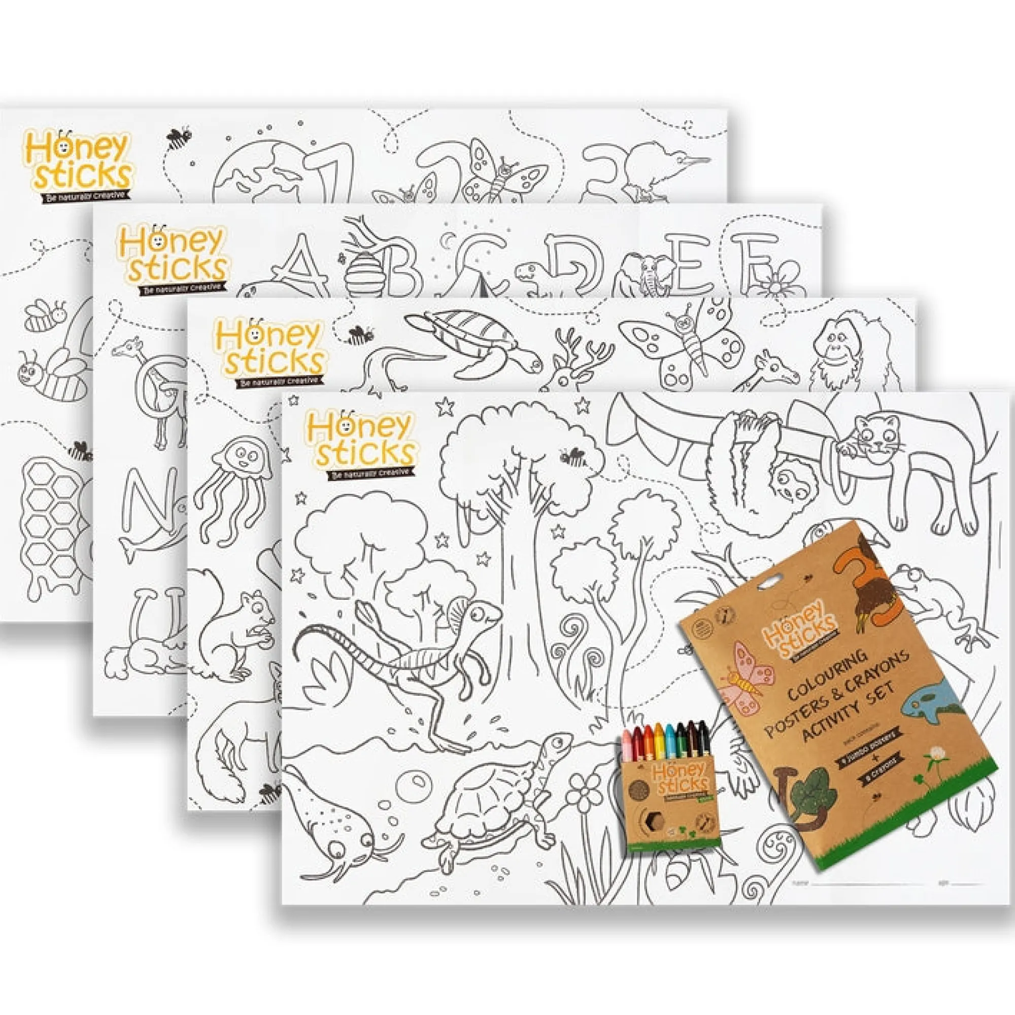 colouring_posters__crayon_2.webp Honeysticks Art & Craft | Eco>Colouring Posters & Crayons Activity Set - 2+
