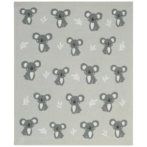 Playground Travel | Baby>100% Cotton Blanket - Koala Grey + Blush and Kangaroo