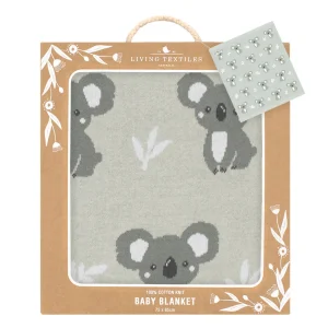 Playground Travel | Baby>100% Cotton Blanket - Koala Grey + Blush and Kangaroo