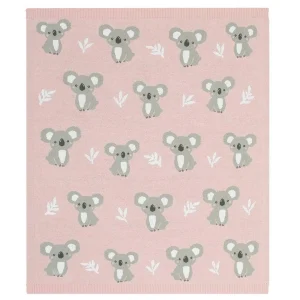 Playground Travel | Baby>100% Cotton Blanket - Koala Grey + Blush and Kangaroo