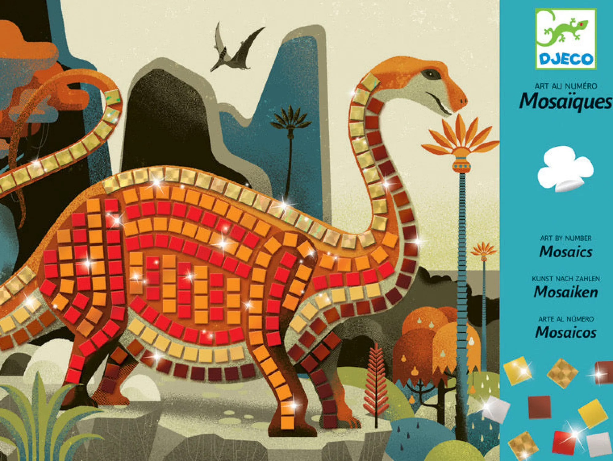 dinosaur_mosaics__art_by__0.webp Djeco Art & Craft | Outlet>Dinosaur Mosaics - Art by Numbers - 5+
