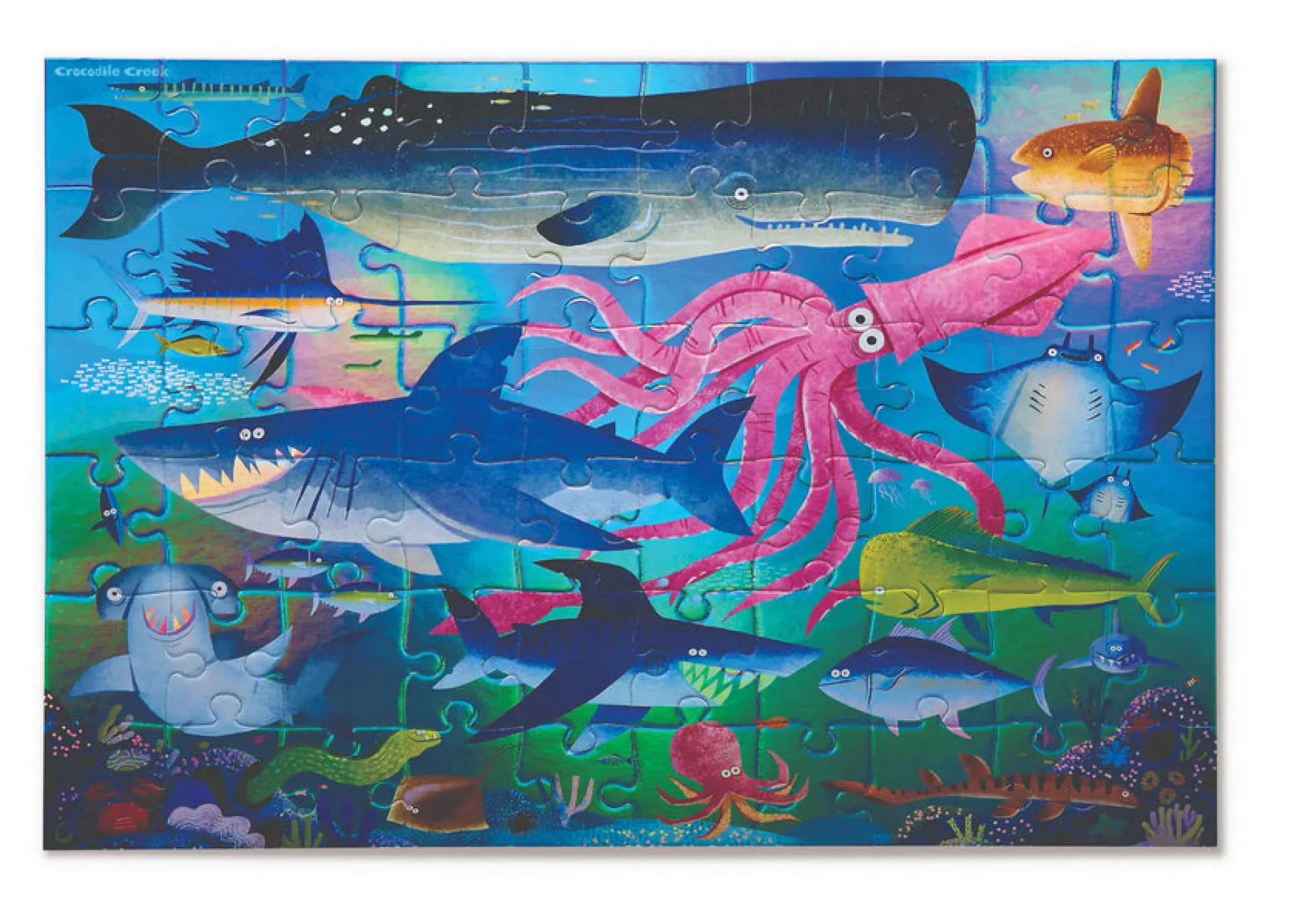 foil_puzzle___pieces__shi_1.webp Crocodile Creek Puzzles>Foil Puzzle - 60 pieces - Shimmering Sharks - 4+