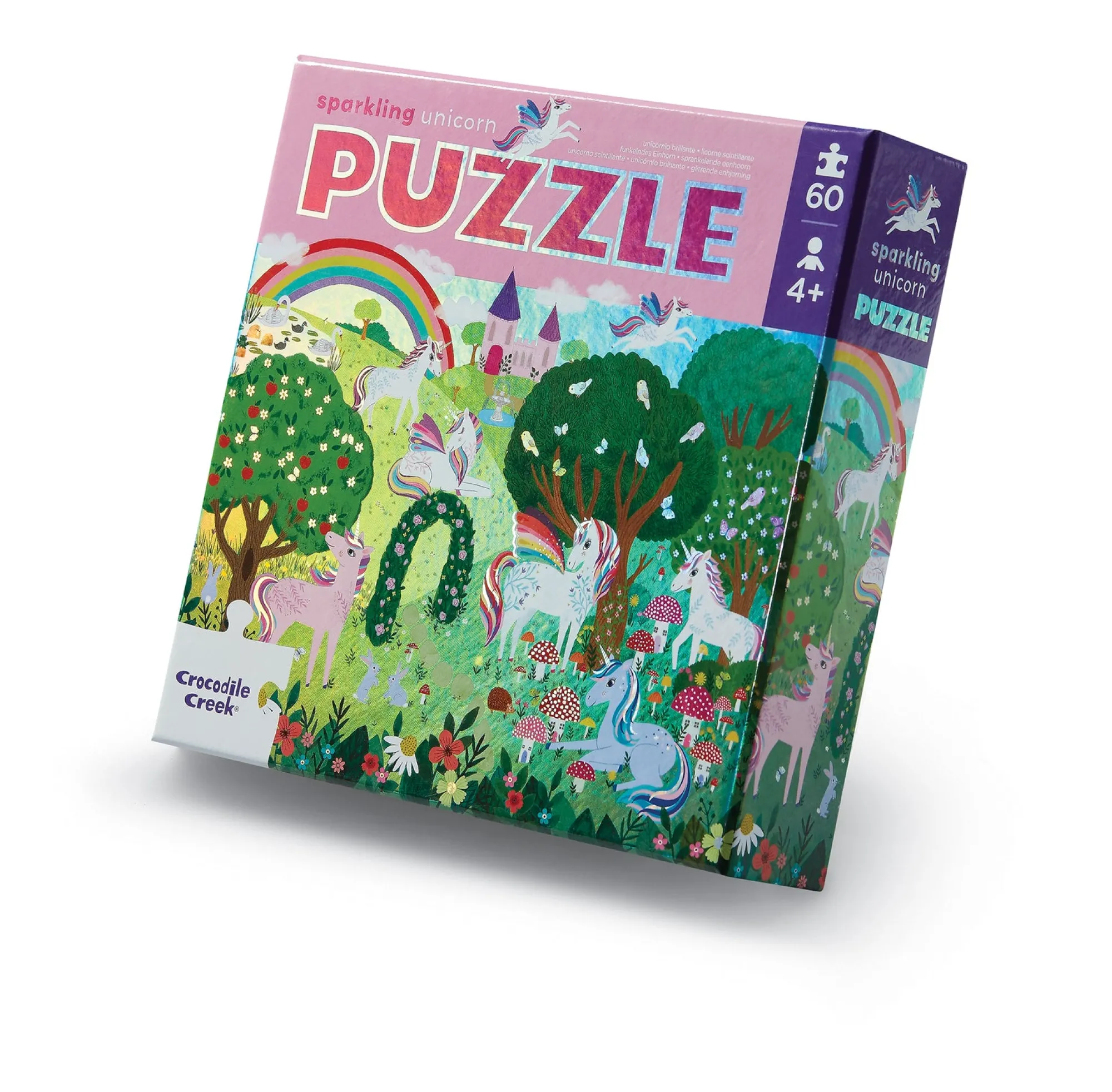 foil_puzzle___pieces__spa_0.webp Crocodile Creek Puzzles>Foil Puzzle - 60 pieces - Sparkling Unicorn - 4+
