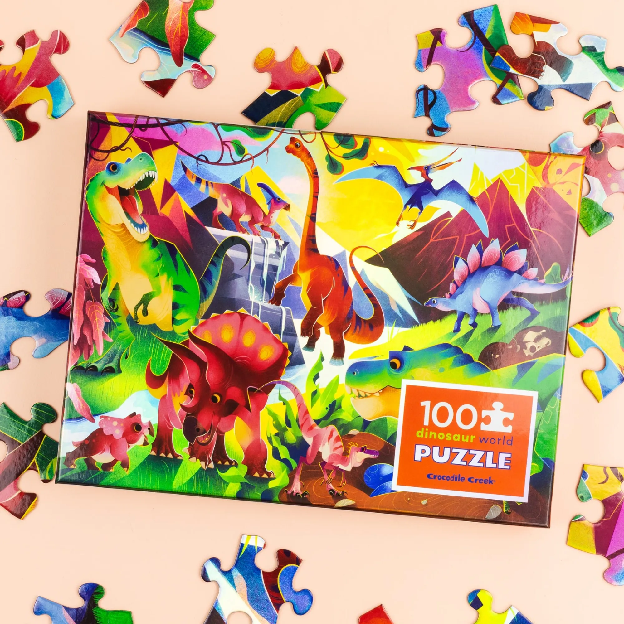 holographic_puzzle__piece_1-1.webp Crocodile Creek Puzzles>Holographic Puzzle 100 pieces Dinosaur World - 5+