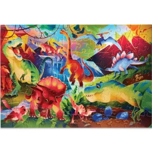 Crocodile Creek Puzzles>Holographic Puzzle 100 pieces Dinosaur World - 5+