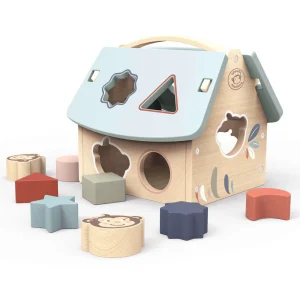 Speedy Monkey Wooden Toys | 1st Birthday>House Shape Sorter with 8 Blocks - 12M+