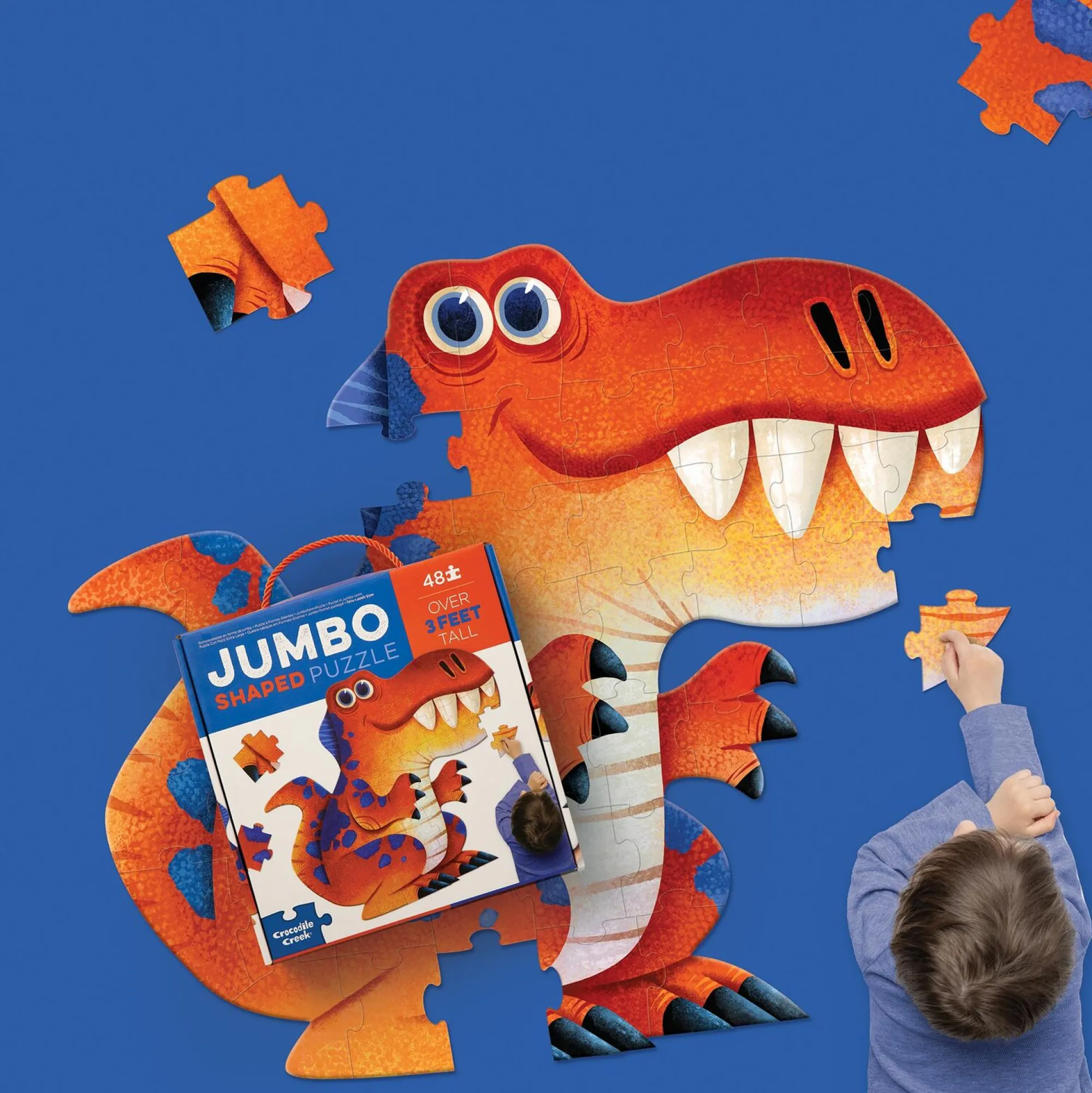 jumbo_shaped_puzzle_dinos_2.webp Crocodile Creek Puzzles>Jumbo Shaped Puzzle Dinosaur - 48 pieces - 4+