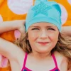 Bling2o Beach>Kids Swim Caps - Neon Pink & Lagoon Blue - 3+