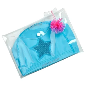 Bling2o Beach>Kids Swim Caps - Neon Pink & Lagoon Blue - 3+