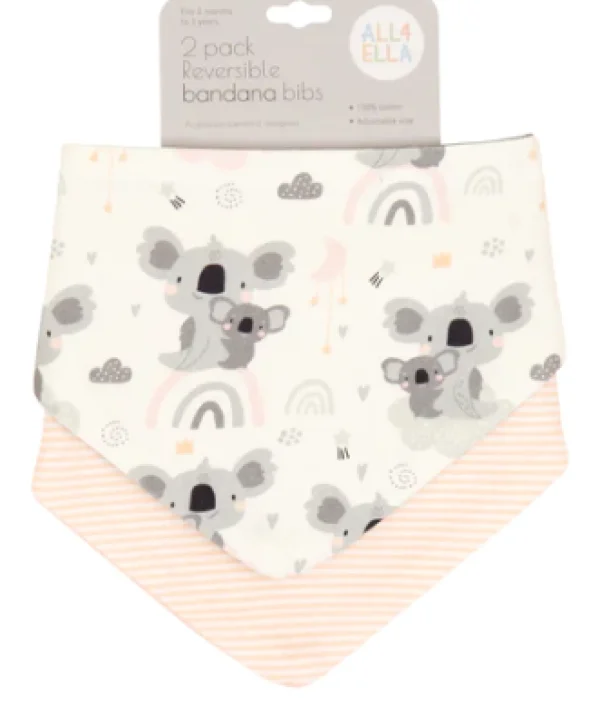 All4Ella Baby | Australian>Koala Pink Bandana Bibs - 2 pack - 6M+