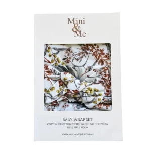 MIni & Me Outlet>- Baby Wrap Set - Native Garden - Swaddle & Topknot