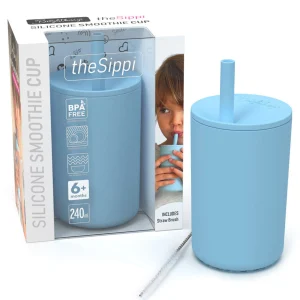 Brightberry Feeding & Hydration>240ml - Kids Large Smoothie Cup with Stopper Straw - Pacific Blue