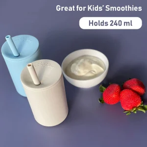 Brightberry Feeding & Hydration>240ml - Kids Large Smoothie Cup with Stopper Straw - Coral Pink