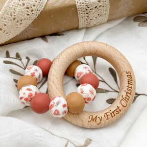 Spotty Dot Christmas>My First Christmas - Silicone & Beechwood Teether