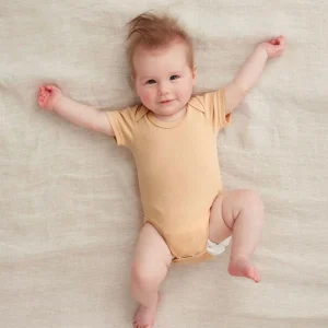 Ergo Pouch Eco | Outlet>Organic Cotton Bodywear Short Sleeve Bodysuit - Wheat 0-3 months