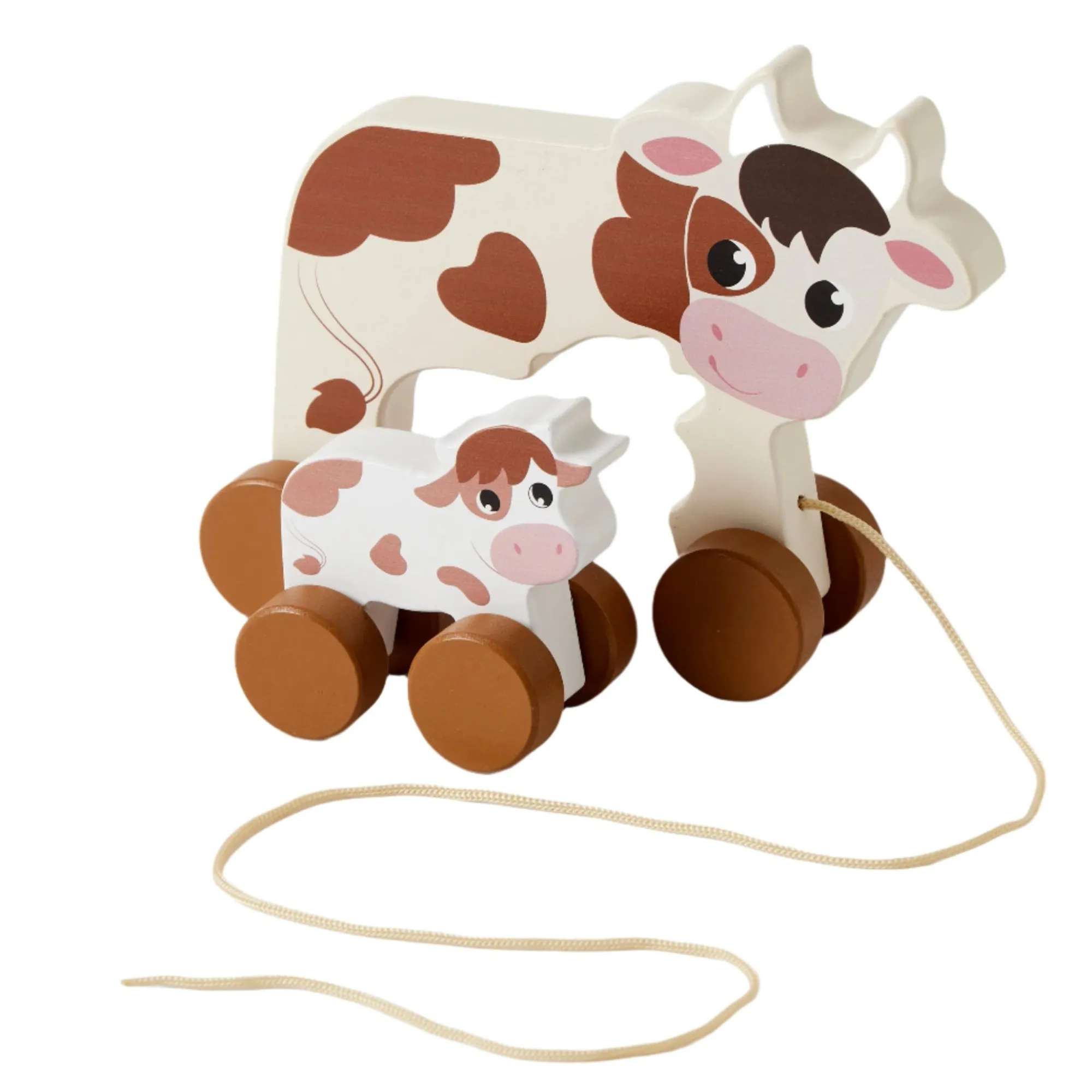 pull_along_cow__baby__m_1.webp Zookabee Wooden Toys | 1st Birthday>Pull Along Cow & Baby - 12M+