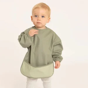 All4Ella Eco | Feeding & Hydration>Recycled Long Sleeve Smock Bib Sage - 6M+