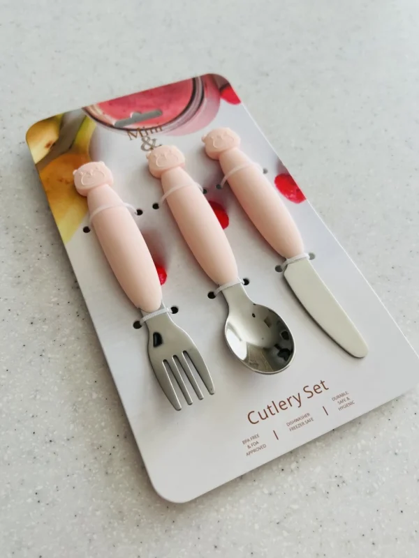 Mini & Me Travel | Feeding & Hydration>Silicone & Metal Cutlery Sets - 3 colours