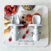 MIni & Me Feeding & Hydration>Silicone Cutlery Set - Ice Blue - 4M+