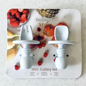 MIni & Me Feeding & Hydration>Silicone Cutlery Set - Ice Blue - 4M+