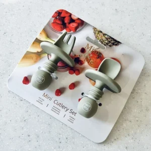 MIni & Me Travel | Feeding & Hydration>Silicone Cutlery Set - Olive- 4M+