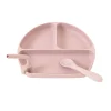 All4Ella Feeding & Hydration | Baby>Silicone Plate with Straw & Spoon - Dusty Pink