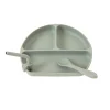 All4Ella Travel | Feeding & Hydration>Silicone Plate with Straw & Spoon - Olive