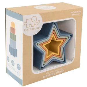 Playground Baby | Outlet>Silicone Stars Nesting Blocks - Pastel & Blue - 6M+