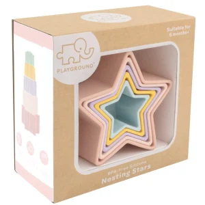 Playground Baby | Outlet>Silicone Stars Nesting Blocks - Pastel & Blue - 6M+