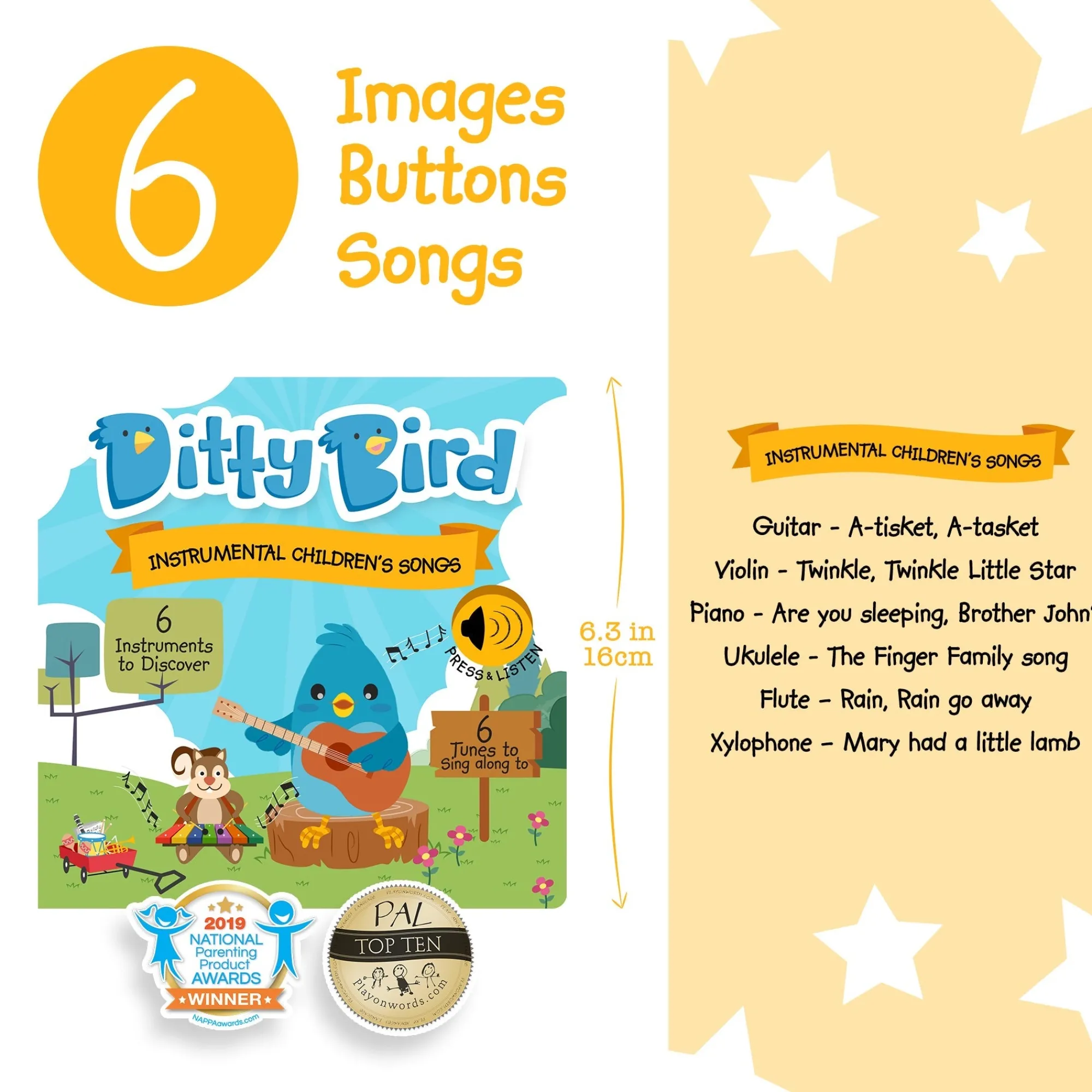 sound_board_book__instrum_1.webp Ditty Bird Music | Books>Sound Board Book - Instrumental Children's Songs - 12M+