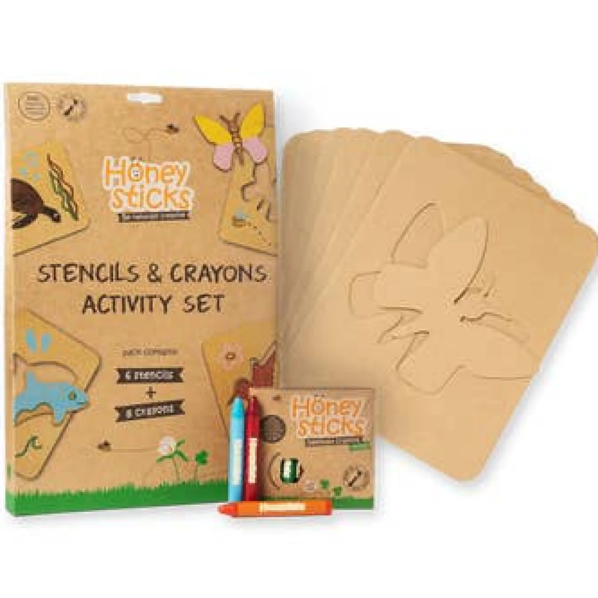 stencils__crayons_activit_0.webp Honeysticks Eco | Art & Craft>Stencils & Crayons Activity Set - 2+