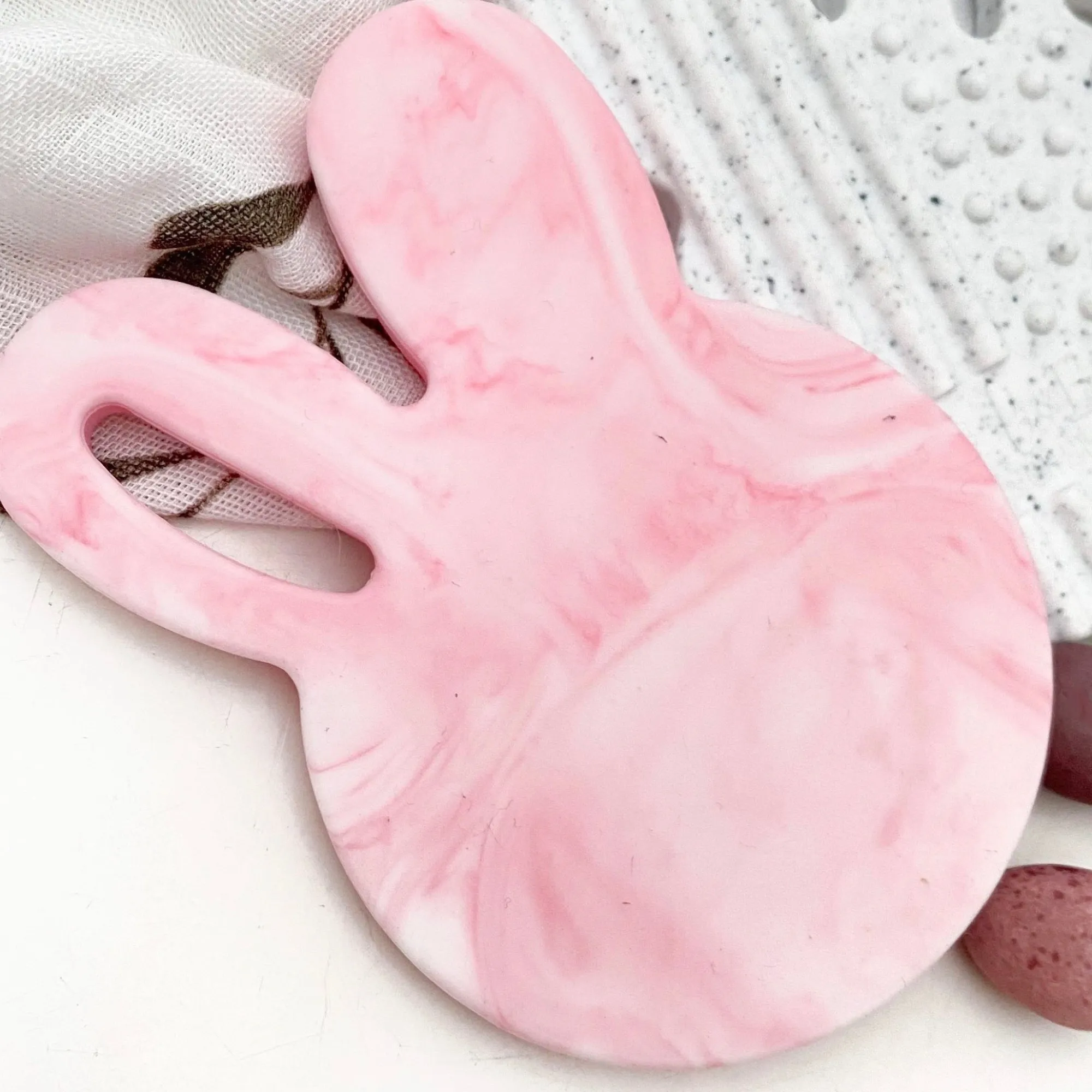strawberry_swirl_bunny__s_0.webp Spotty Dot Easter>Strawberry Swirl Bunny - Silicone Teething Disk