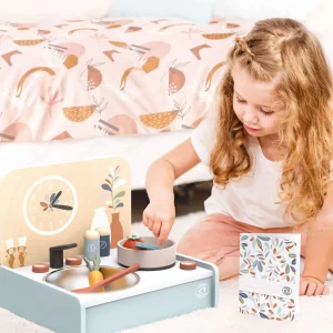 Speedy Monkey Wooden Toys | Pretend Play>Table Kitchen with 8 Accessories - 3+