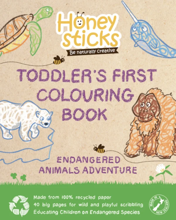 Honeysticks Eco | Books>Toddlers First Colouring Book - Endangered Animals Adventure