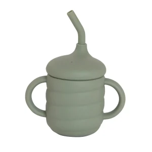 All4Ella Travel | Feeding & Hydration>Two Handle Sippy Cups with Straw - Olive, Blue, Pink - 6M+